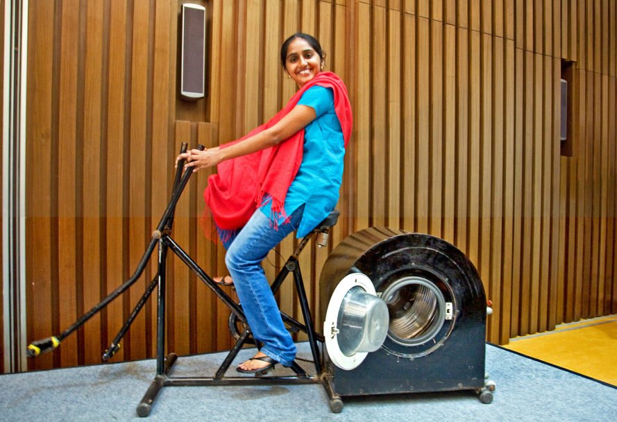 Indian Girl Pedal powered Washing MAchine