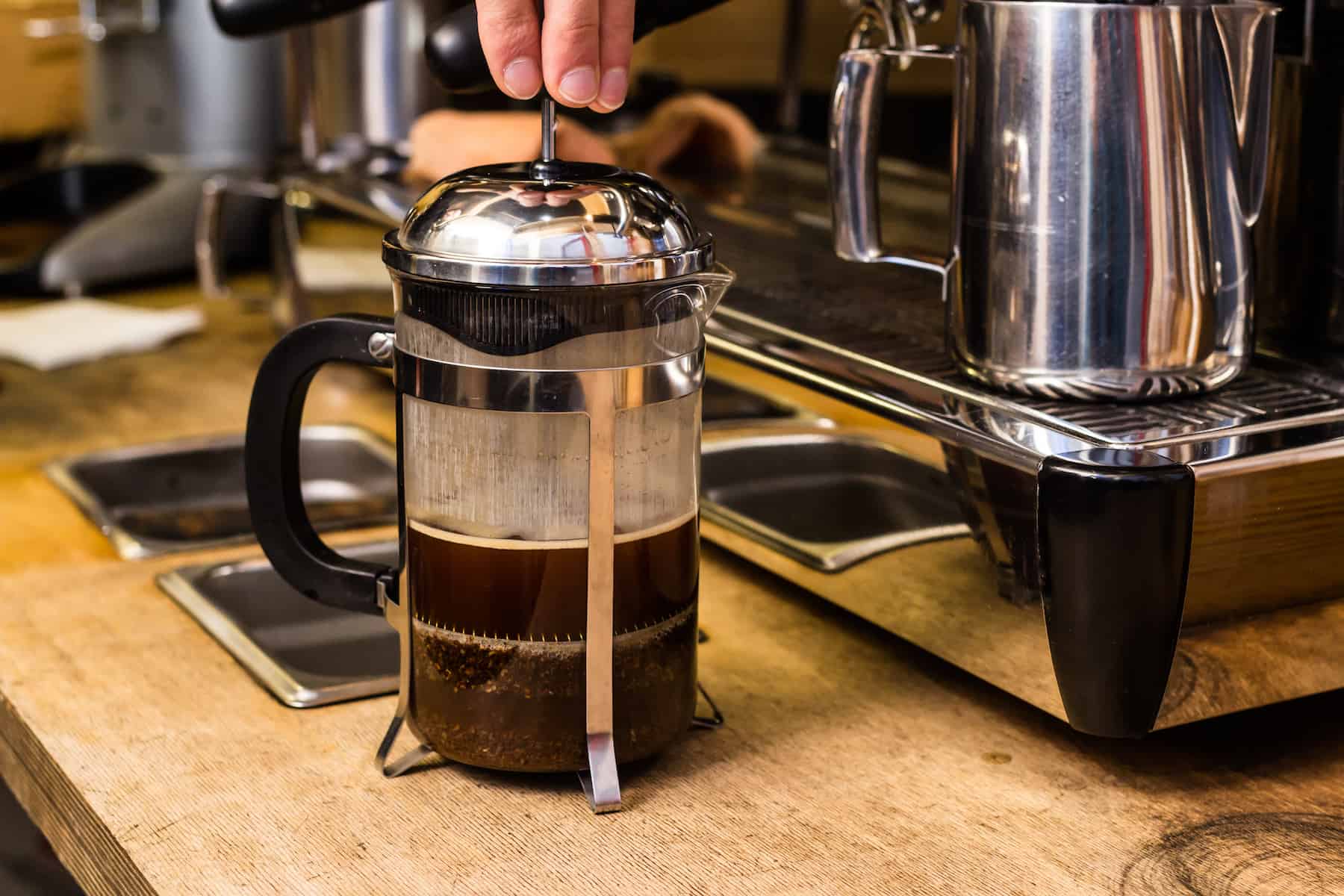 Pressing on a french press