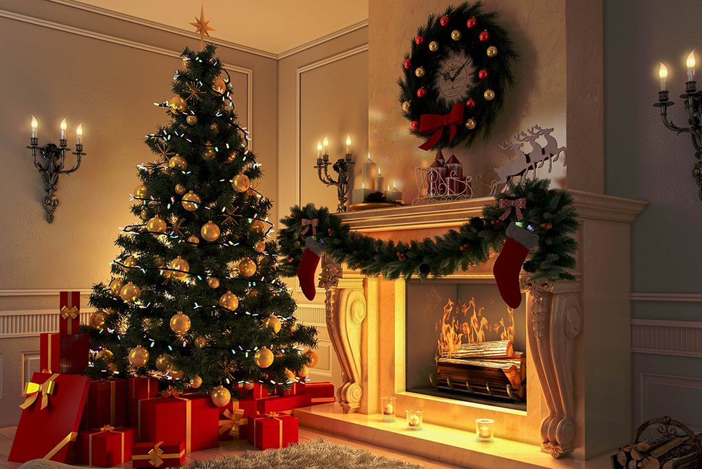 christmas tree fireplace