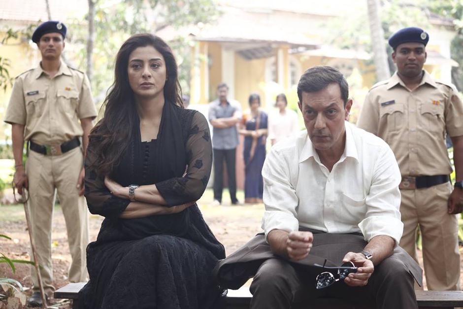 tabu and rajat kapoor serious look still drishyam movie