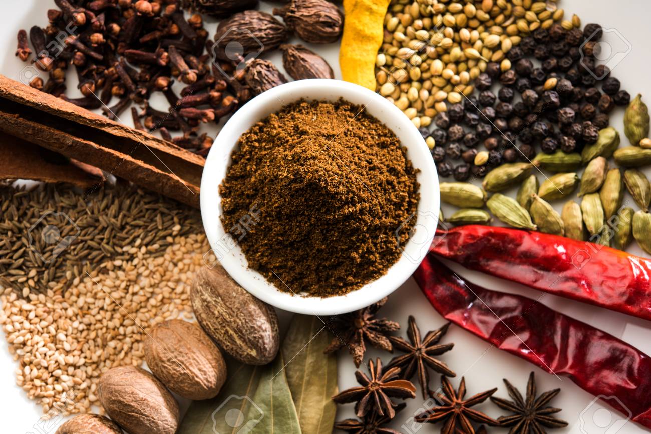 92631623 colourful spices for garam masala food ingredients for garam masala indian spice mix with powder sel