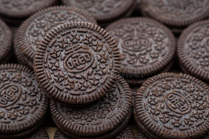 oreo cookies close up oreo cookies close up oreo sandwich cookie consisting two wafers sweet cream filling 185895478